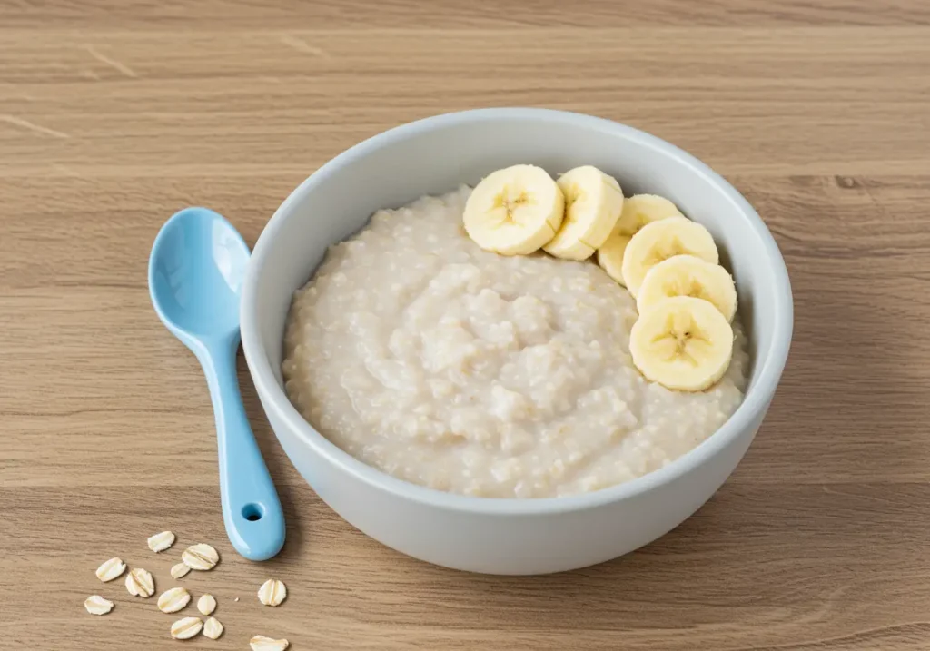 Porridge di avena con banana per bambini di 9 mesi